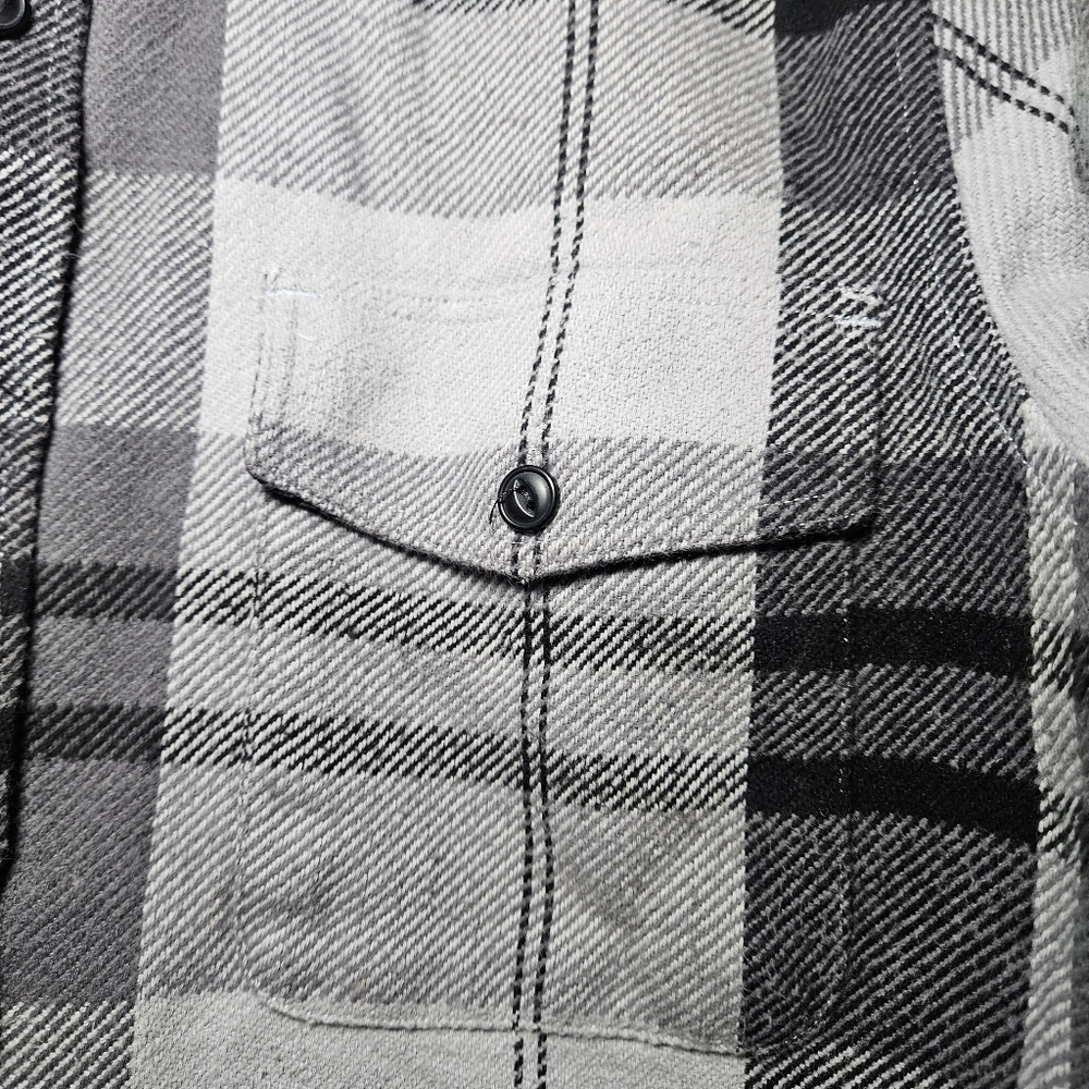 Saturdays Surf NYC Flannel Shirt Men's Gray Plaid Button Down Cotton Sz Medium - Picture 4 of 8